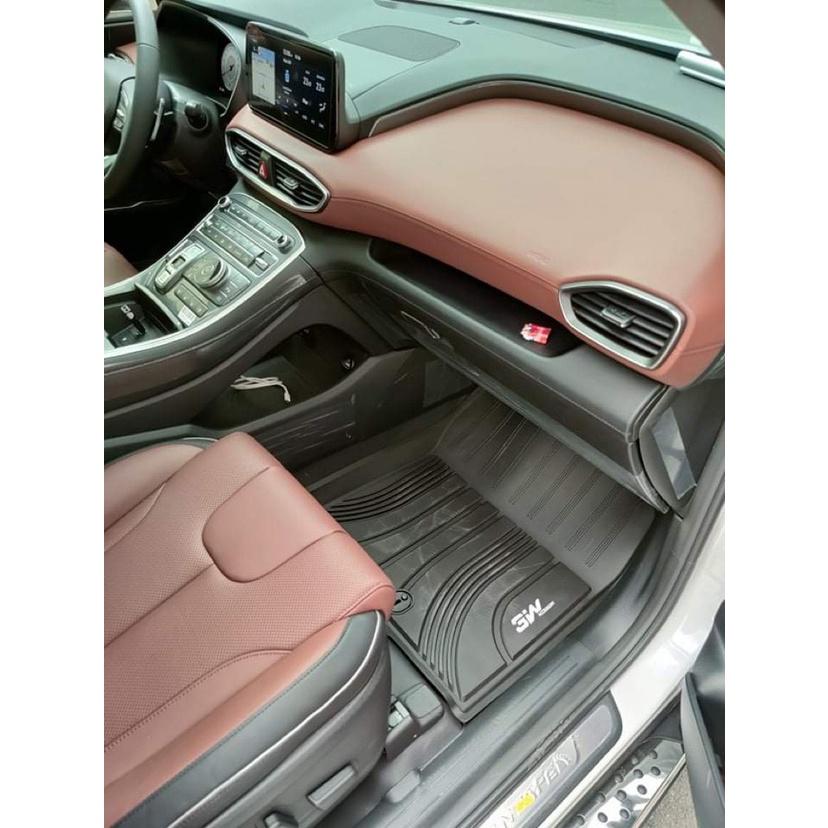 Thảm lót sàn xe ô tô Hyundai SantaFe 2019-đến nay Nhãn hiệu Macsim 3W chất liệu nhựa TPE đúc khuôn cao cấp - màu đen