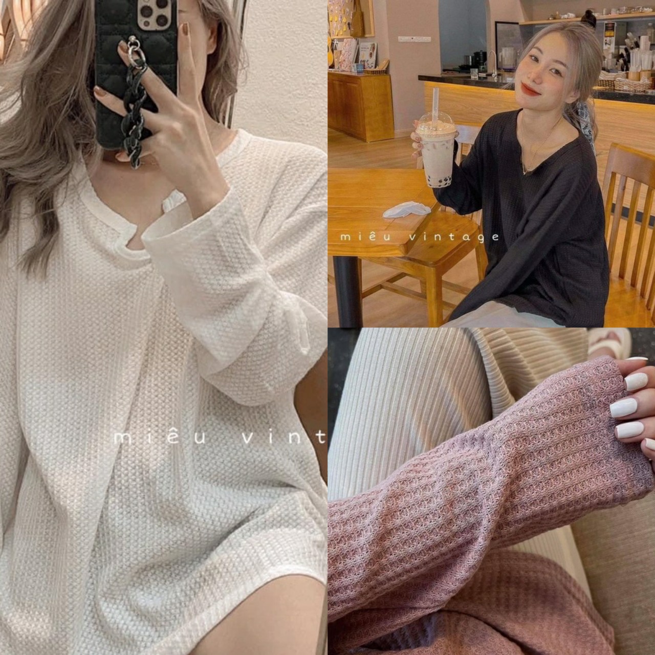 Hình ảnh Áo len dài tay nữ FHULA thu đông, áo sweater phong cách hàn quốc