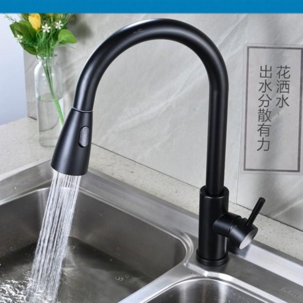 Bộ vòi rút rửa bát nóng lạnh sơn tĩnh điện màu đen chống rỉ sét cao cấp