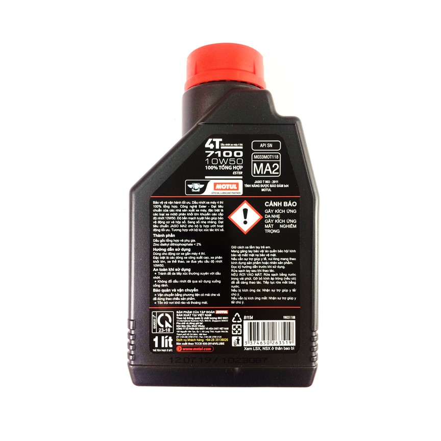 Dầu nhớt Mo-tul 7100 10W50 4T 1L