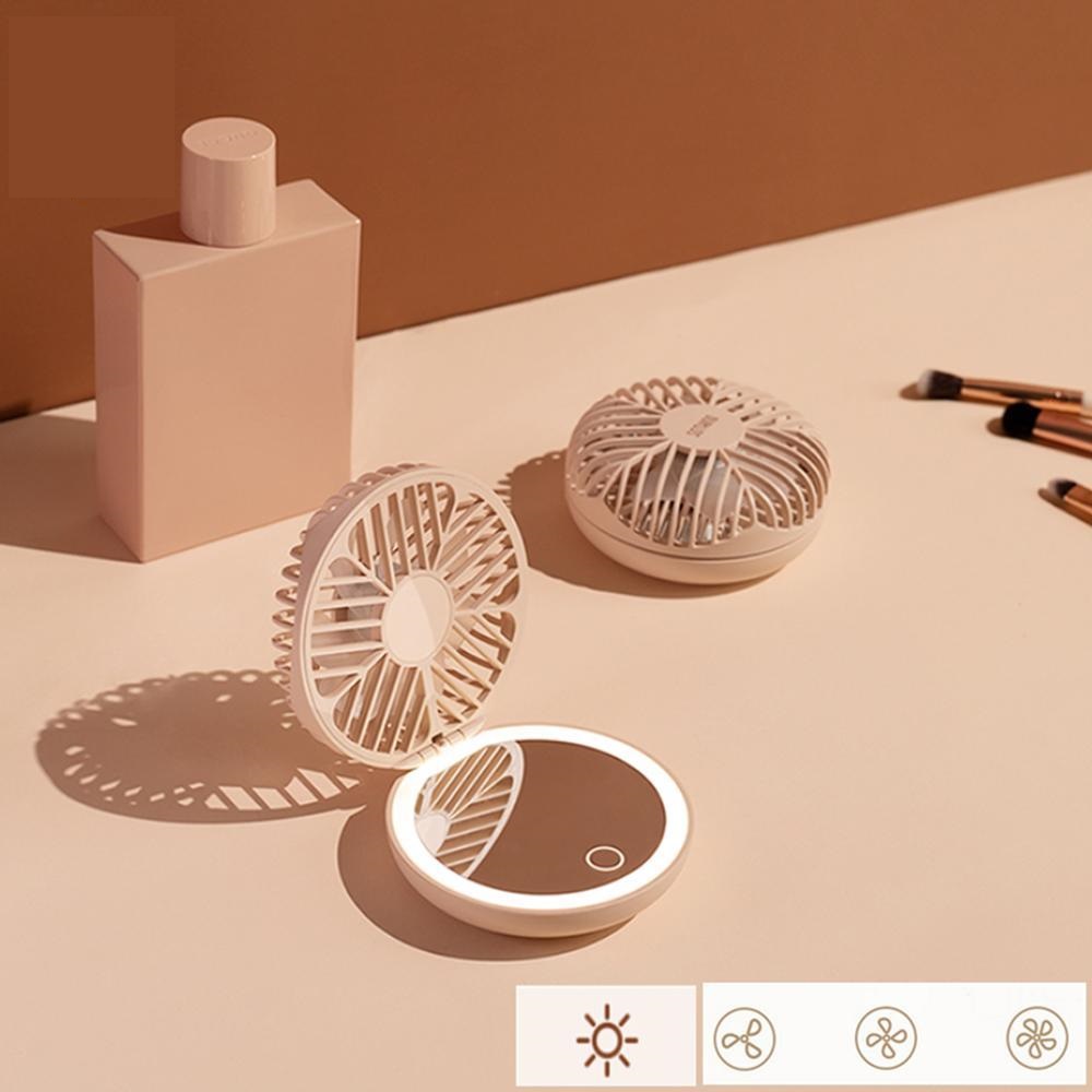 Xiaomi Quạt Mini Gấp Gọn Có Đèn Led Và Gương Trang Điểm