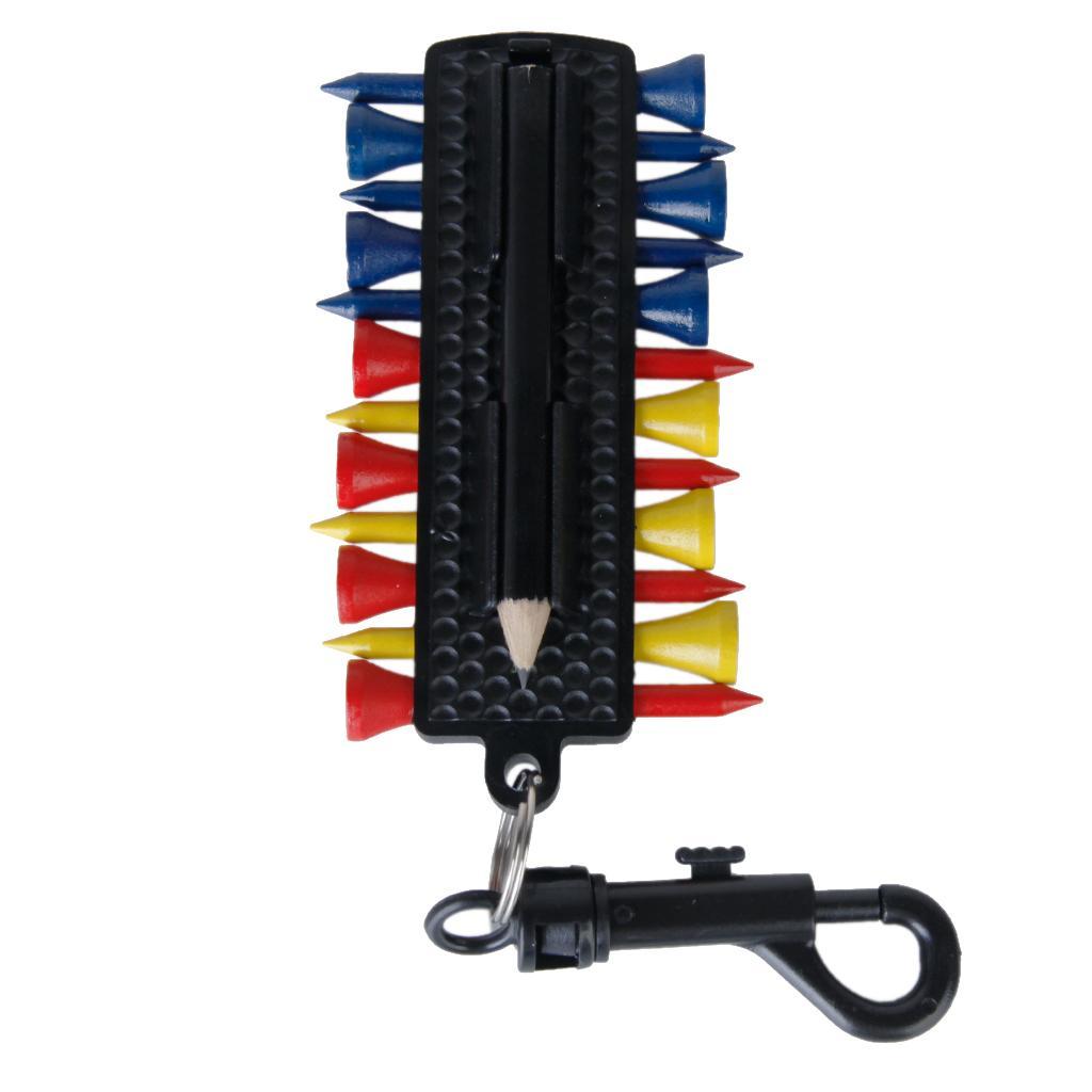 GOLF TEE HOLDER CARRIER 12 Tees 2 Ball Markers Divot Tool Pencil W Snap Clip