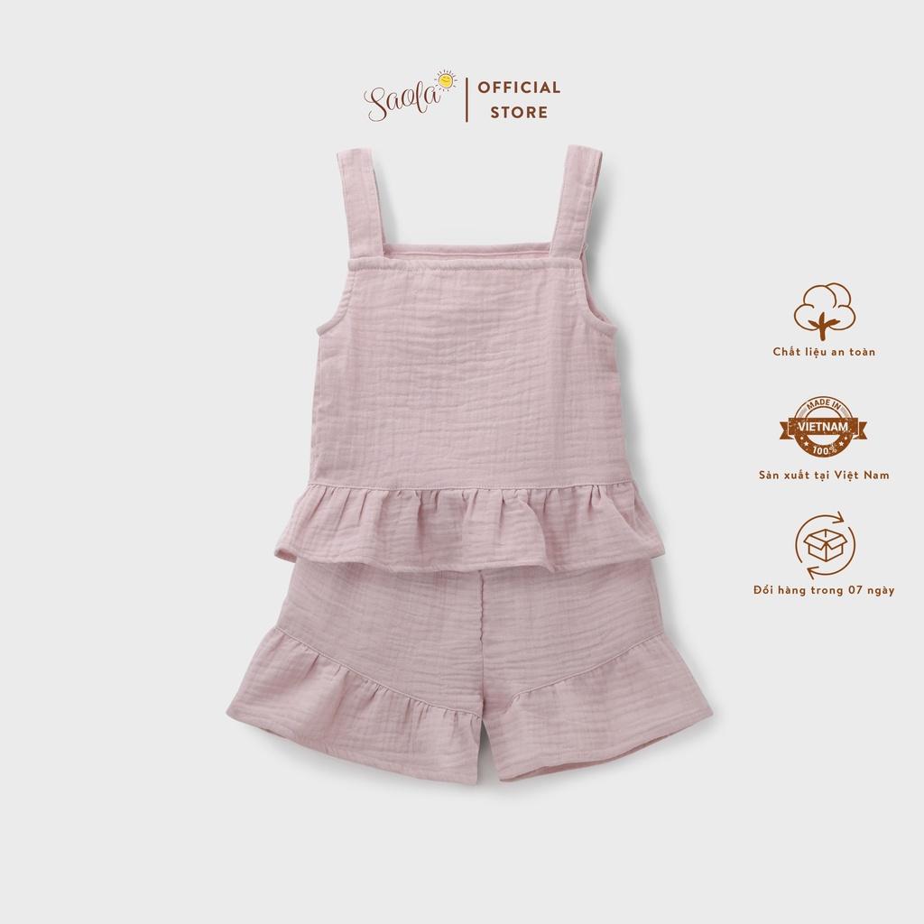 Bộ Áo Quần Hai Dây Cho Bé Gái Chất Liệu Muslin Mềm Mịn Thoáng Mát - ALMA SET - JSM004 - SAOLA KIDS CLOTHING