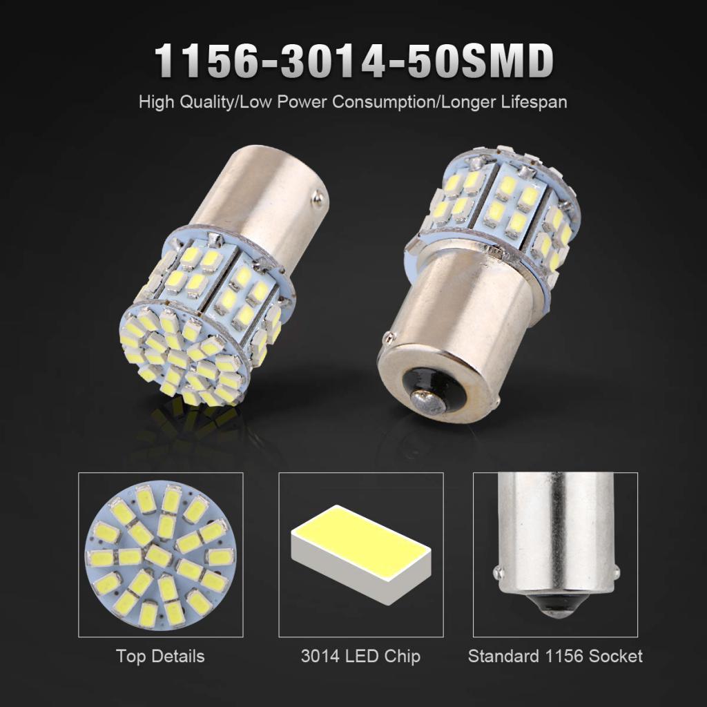 20 Pieces White 1156 Super Bright 50 SMD LED Turn Signal Light Bulb for Car