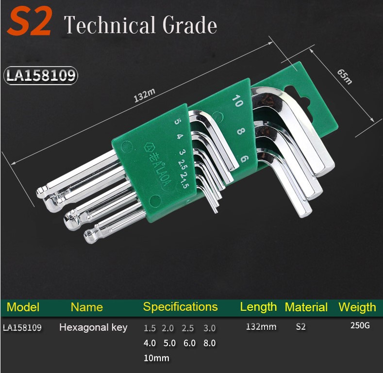 Bộ cờ lê lục giác đầu bi LAOA chuyên dụng, thép hợp kim S2 siêu cứng, hàng chính hãng