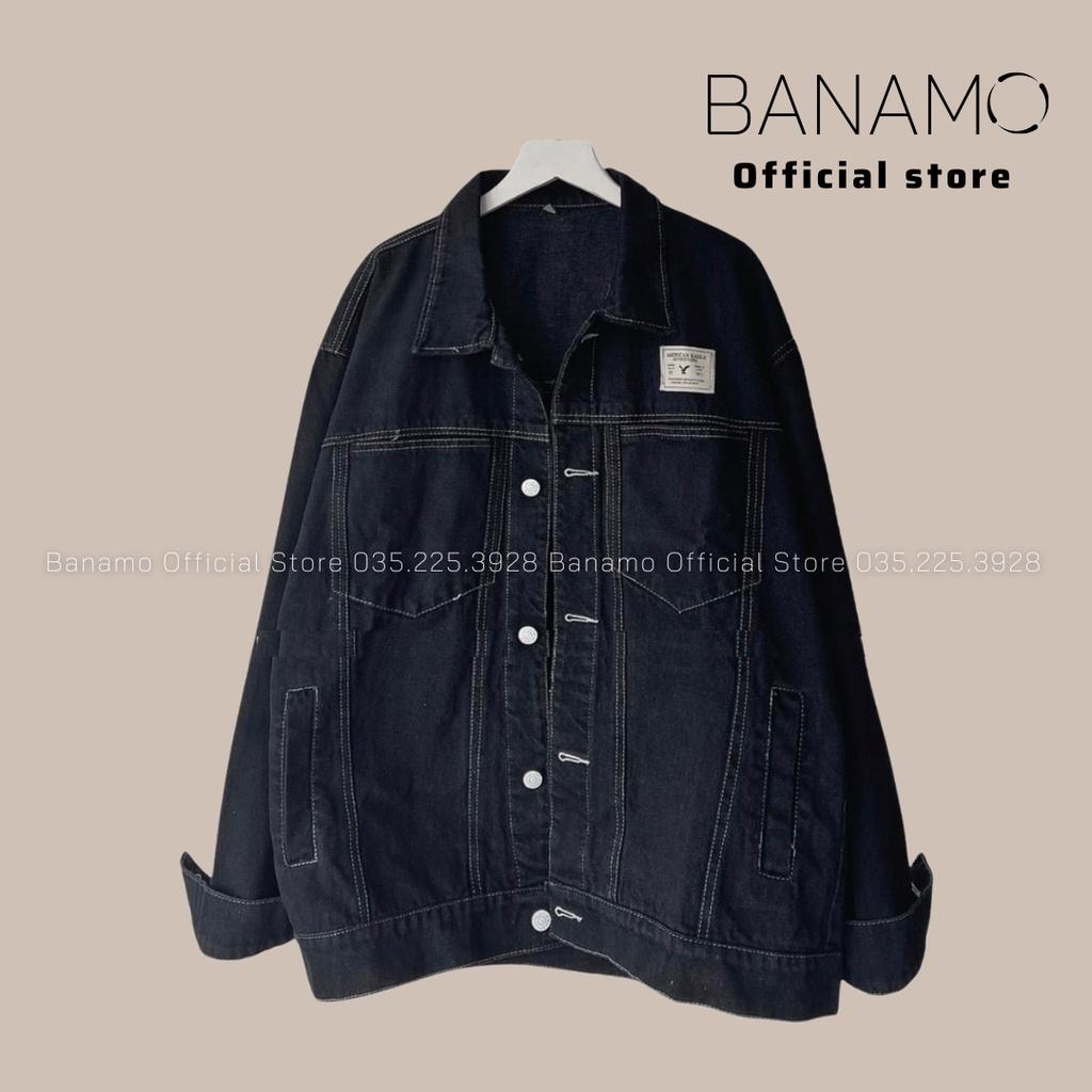 Áo khoác jean UNISEX form rộng nam nữ màu xanh và đen thời trang Banamo Fashion Áo khoác jean 361