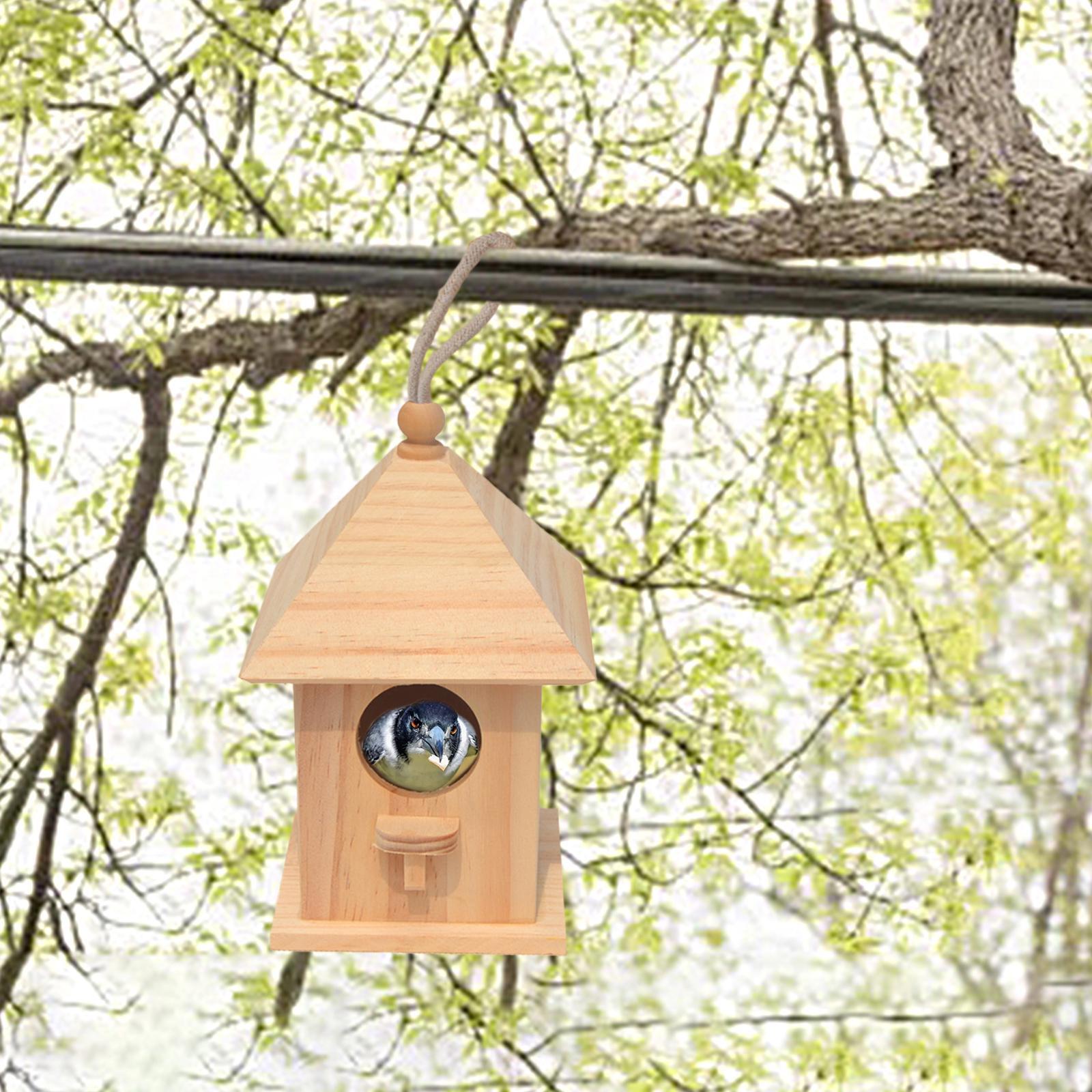 Wooden Birdhouse DIY Arts Crafts Natural Doodle Birdcage for Garden Outside