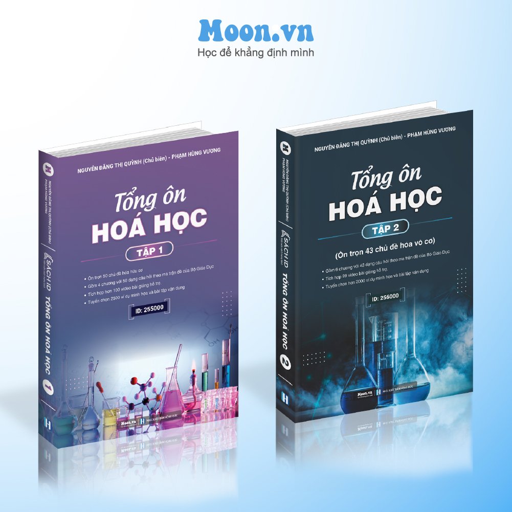 Combo 2 sách Tổng Ôn Hoá Học 12, Lý Thuyết + Bài Tập có Đáp án Moonbook