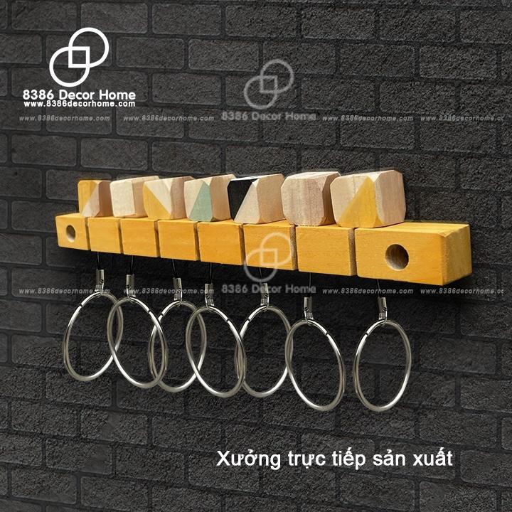 Giá treo chìa khóa treo tường bằng gỗ thông trang trí tối giản