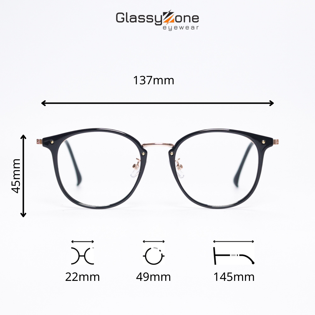 Gọng kính cận, Mắt kính giả cận nhựa dẻo Form tròn Uniex Nam Nữ Ratih - GlassyZone