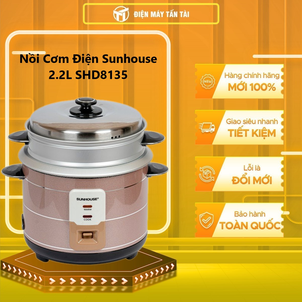 Nồi Cơm Điện Nắp Rời Sunhouse SHD8135 (2.2L) - Hàng chính hãng