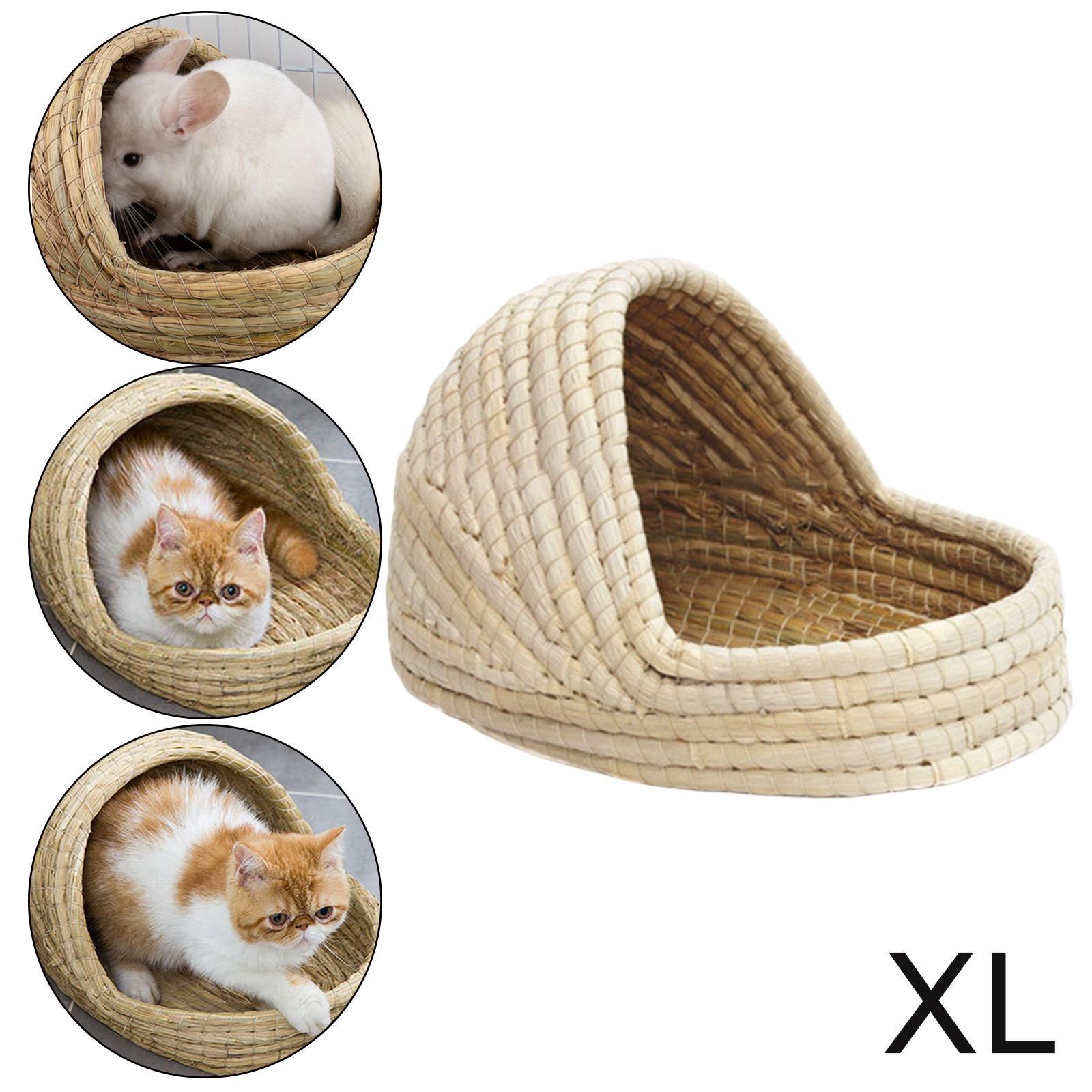 2-3pack Hand-Woven Straw Hamster Nest Cave Kitten Rabbit Grass House Bed Cage
