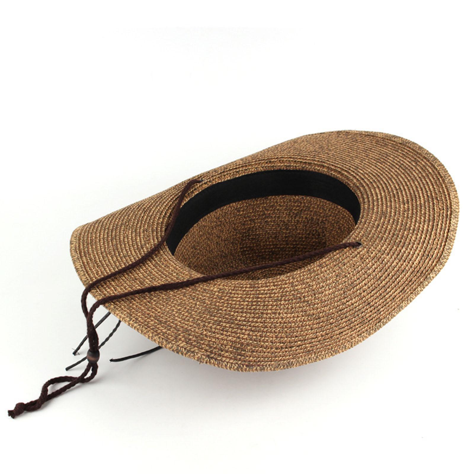 Straw Cowboy Hat, Breathable Vintage Lightweight Couple Hat for Festival Horseback Riding