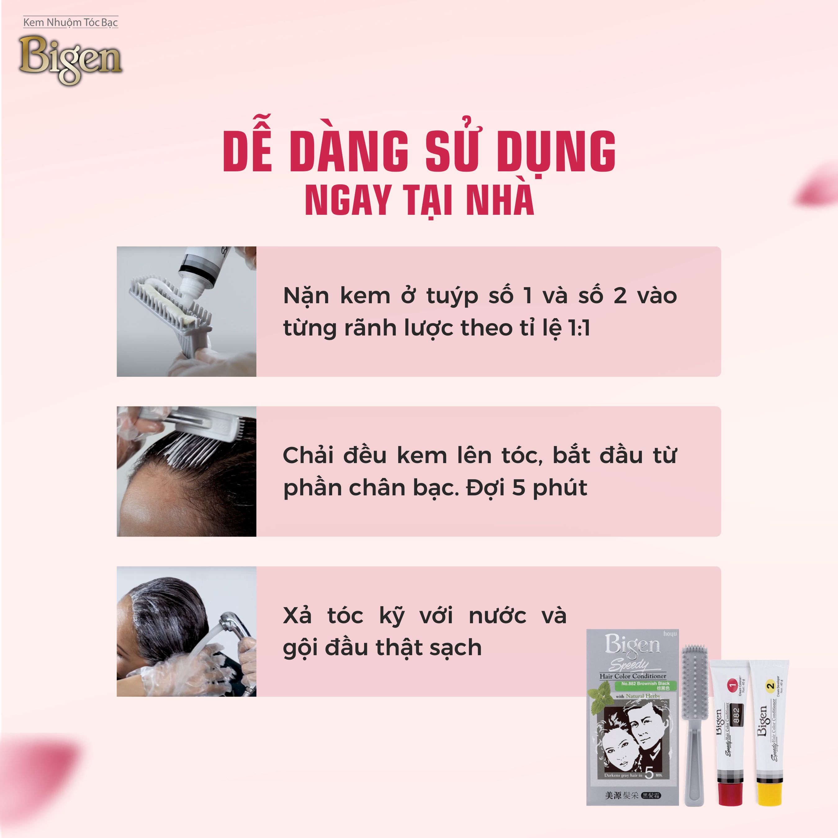 Thuốc nhuộm dưỡng tóc phủ bạc thảo dược Bigen Conditioner Thương hiệu Nhật Bản 80ml dạng kem - BHCC