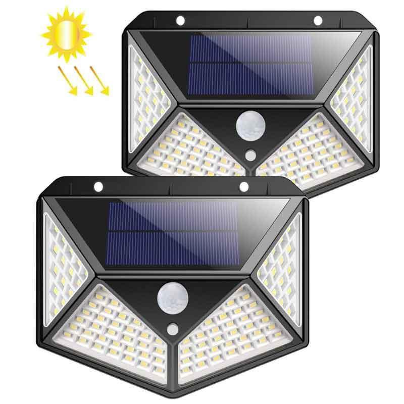 Đèn năng lượng mặt trời solar 100 led siêu sáng cảm biến ánh sáng và chuyển động, chống trộm