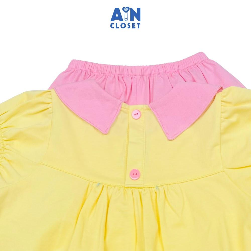 Bộ quần áo Ngắn bé gái họa tiết Cánh Hoa Vàng Hồng Thun cotton - AICDBGNN85G1 - AIN Closet