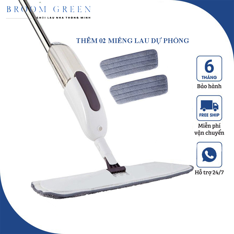 Cây Lau Nhà Phun Nước Xoay được 360 độ Water Spray Mop Tặng Kèm 02 Bông Lau Dự Phòng