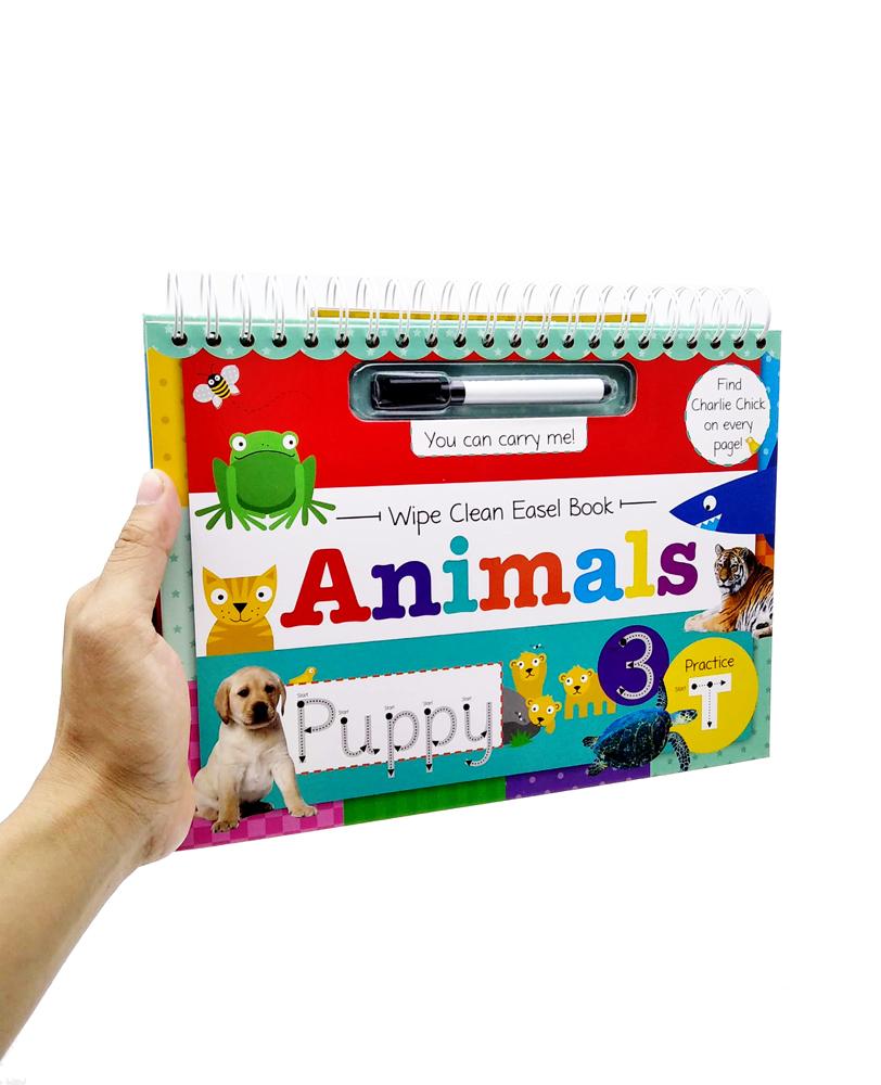 Wipe Clean Easel Book With Pen - Animals