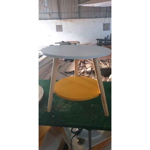 Bàn Decor, trà, cafe Hình Tròn 2 tầng chân cao 50cm phong cách hiện đại