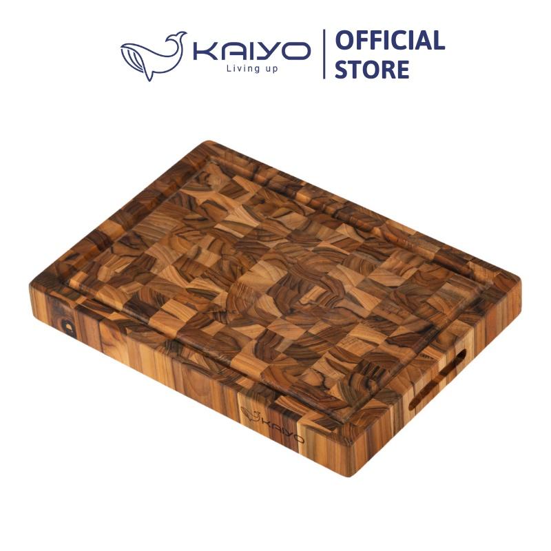 Thớt chặt gỗ teak đầu cây KAIYO size M 35 x 25 x 3,8cm