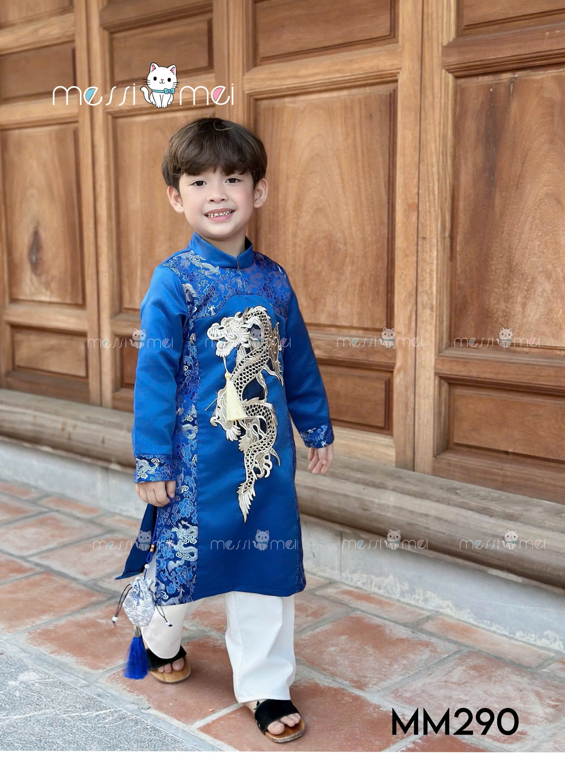 Bộ áo dài cho bé trai mẫu Thanh Long diện lễ tết noel giáng sinh năm mới từ 8-40kg hàng thiết kế cao cấp