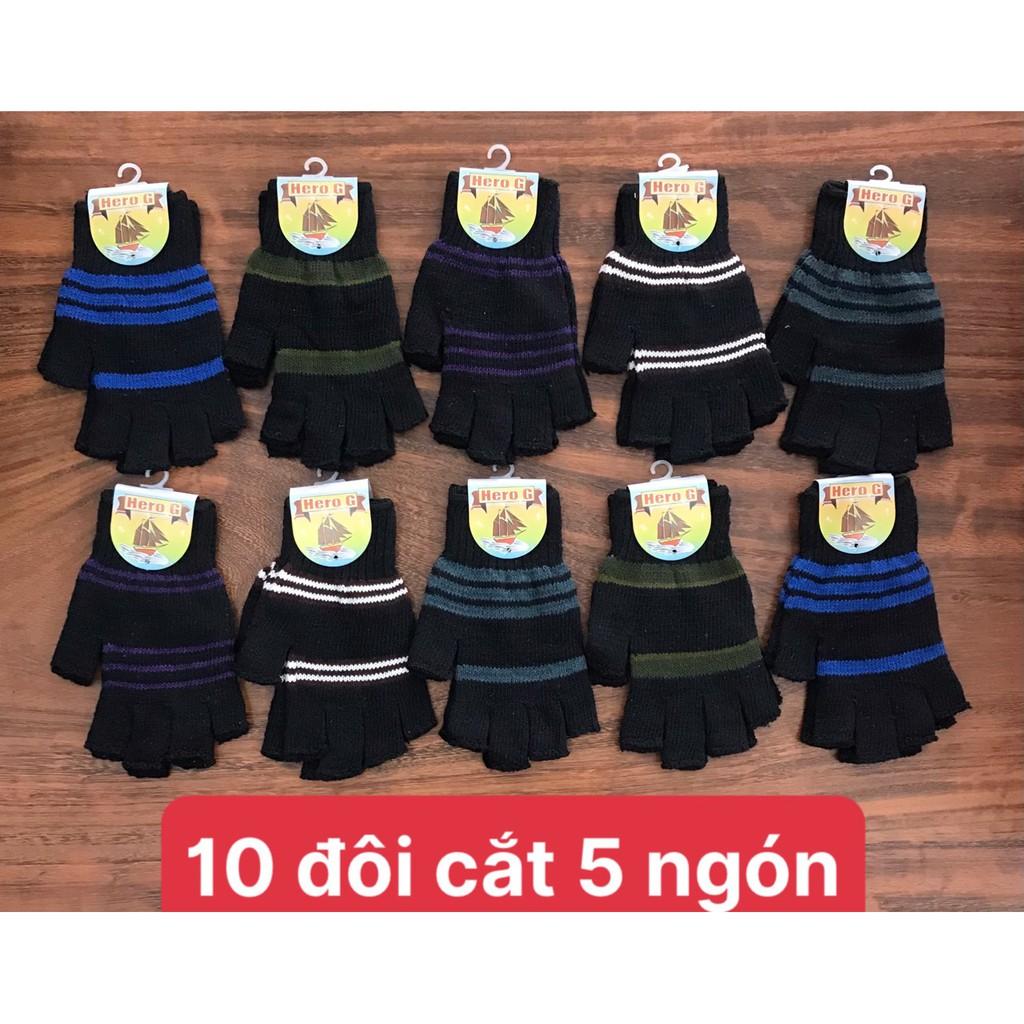 Combo 5 và 10 đôi găng tay len nam , không cắt ngón , cắt 2 ngón , cắt 5 ngón , thương hiệu CÔNG TY MỸ BẢO , ảnh thật