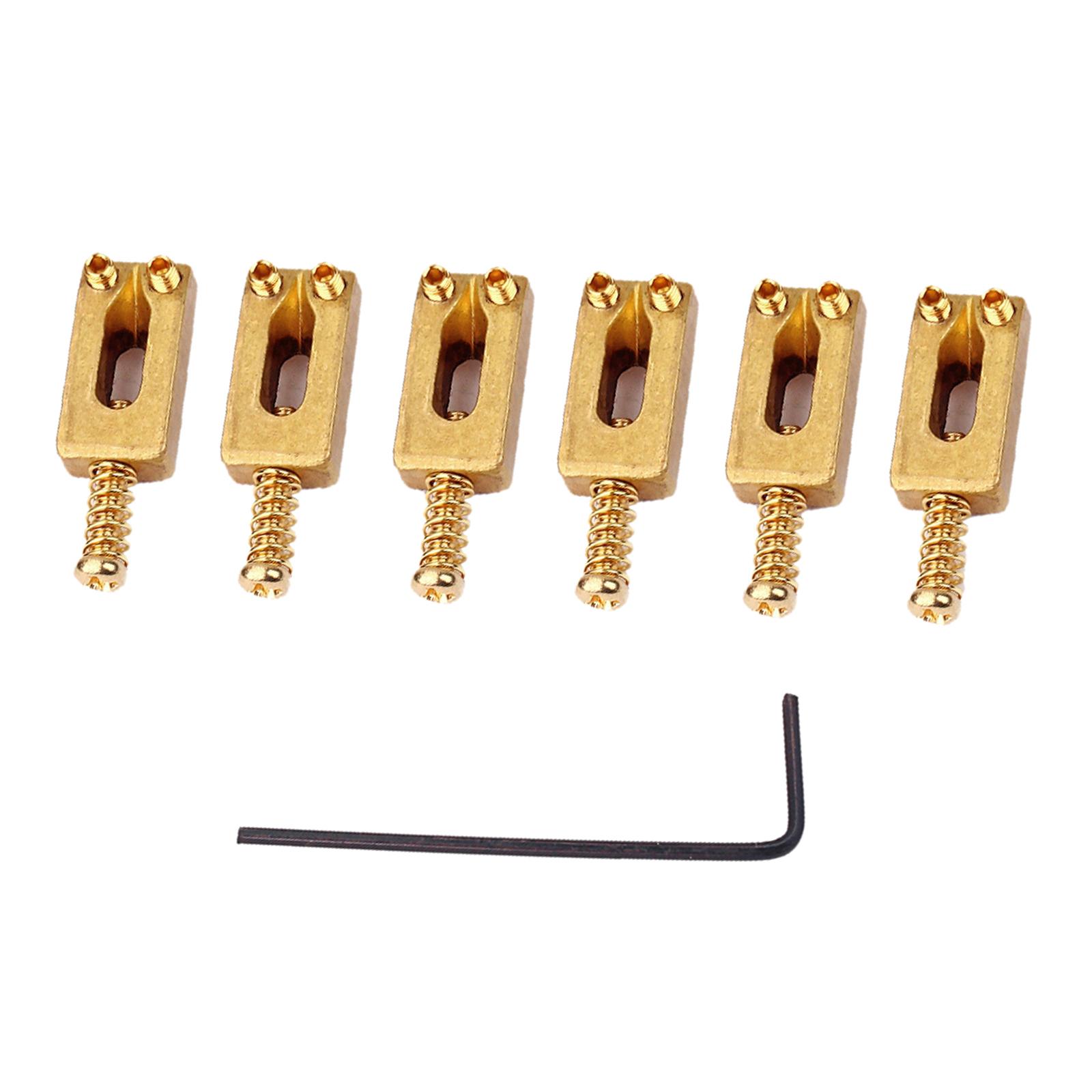 6pc/set Brass Gold Guitar Bridge Saddles fit for ST Electric Stringed Guitar Replacement