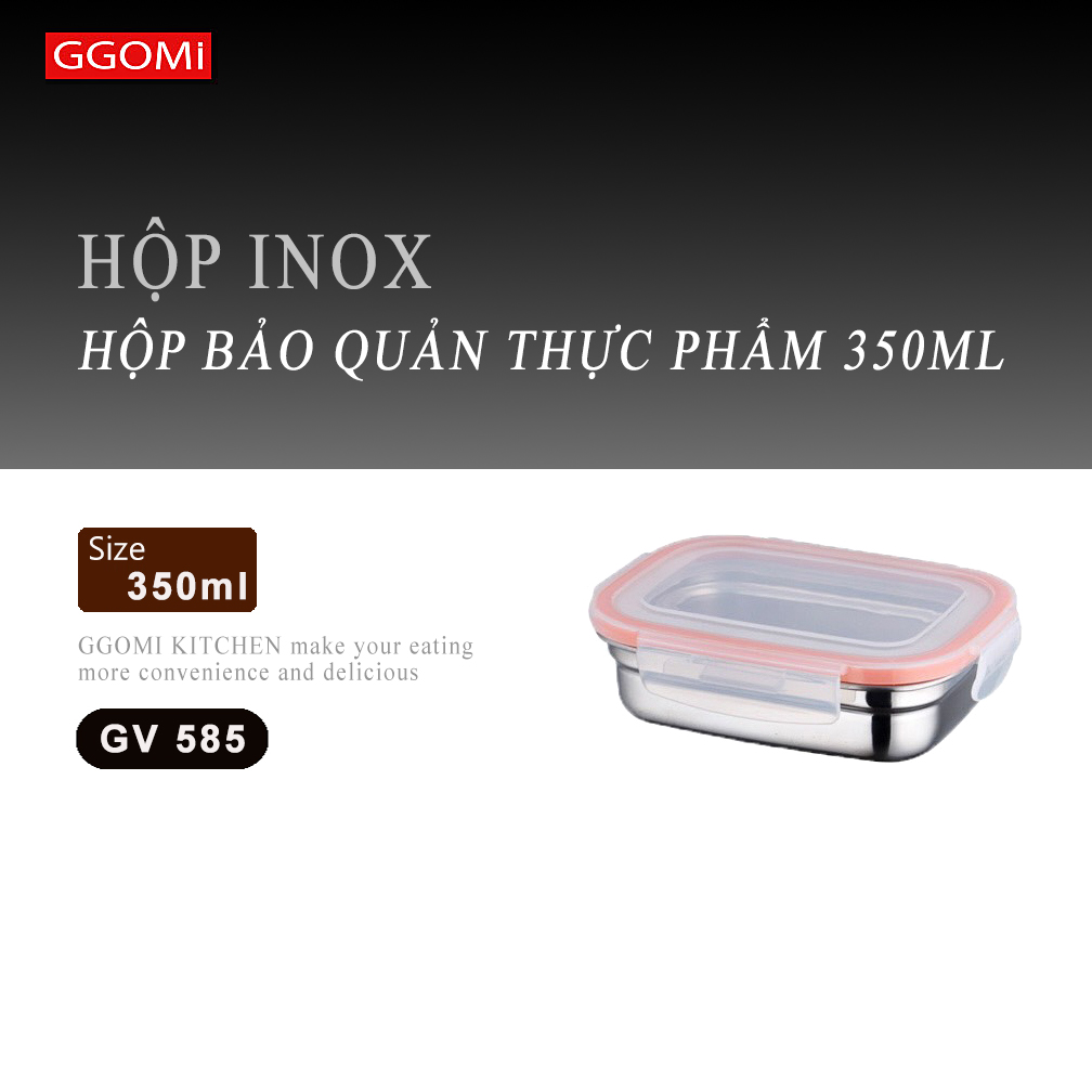 Hộp bảo quản thực phẩm bằng inox, thép không gỉ an toàn sức khỏe các kích cỡ của GGOMi Hàn Quốc