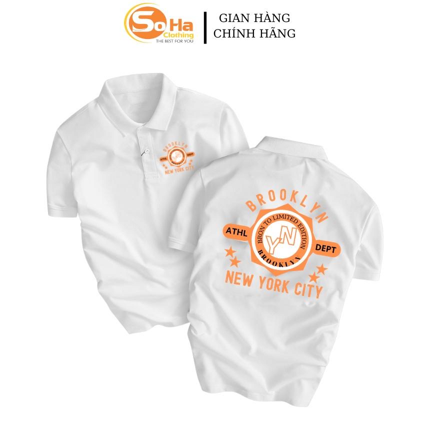 Áo POLO nam cổ bẻ BLOOKLYN  vải cá sấu dệt kim xuất xịn,chuẩn form, sang trọng ,thanh lịch - SOHA CLOTHING