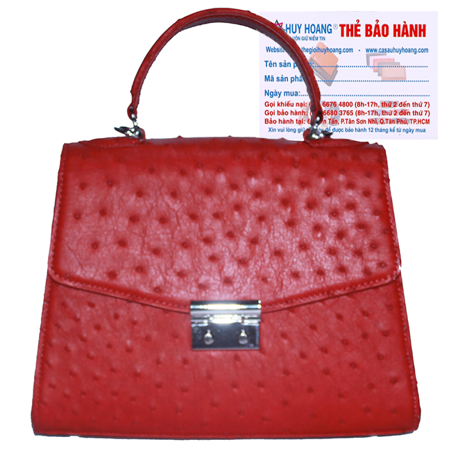 Túi hộp đeo chéo nữ Huy Hoàng da đà điểu màu đỏ HP6461