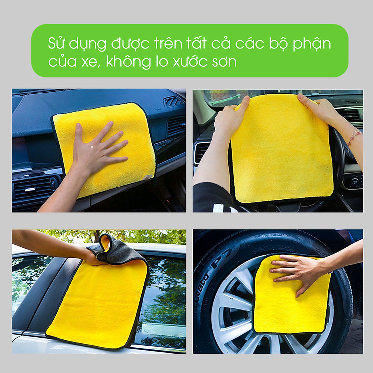 Khăn lau microfiber vàng xám, siêu thấm, không để lại bụi vải HÀNG CHÍNH HÃNG bamarau