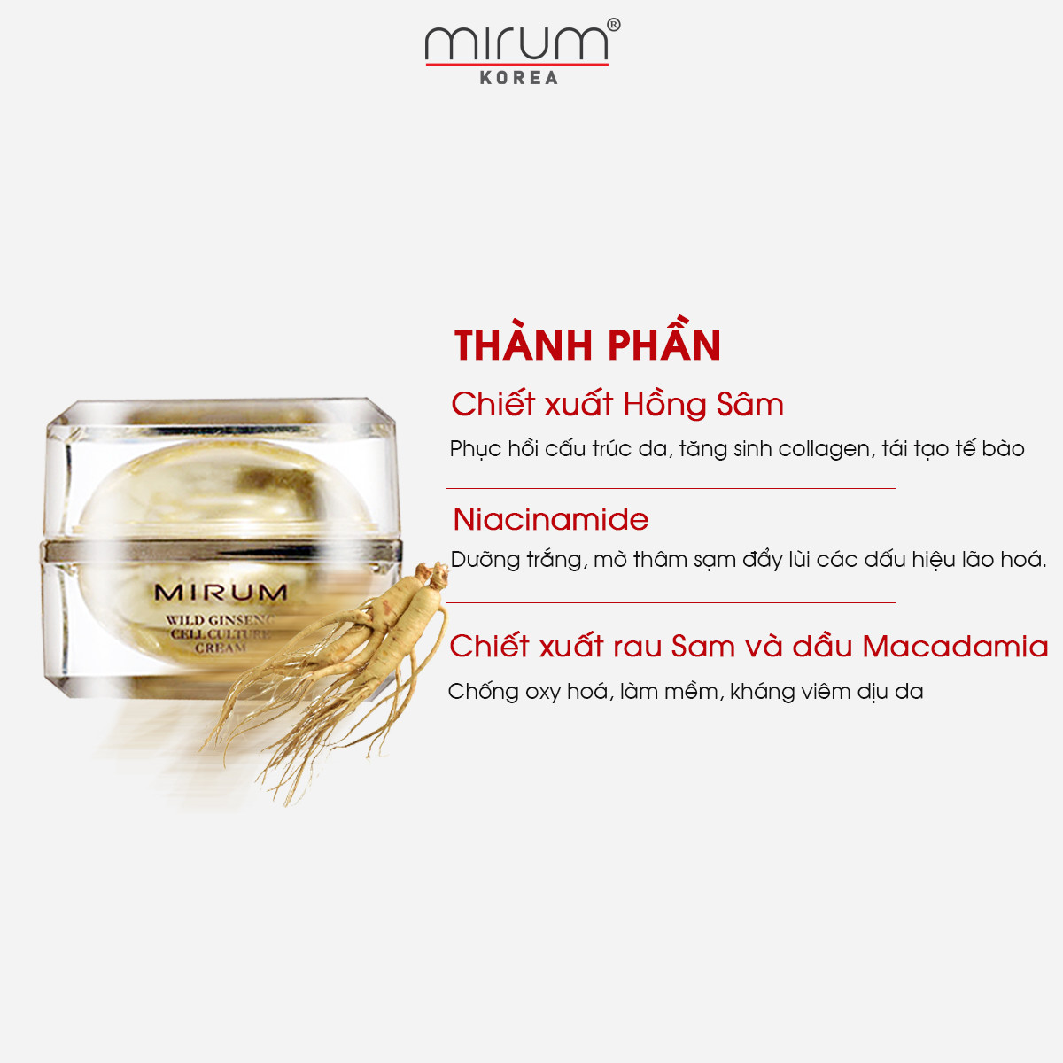 Kem tái tạo da từ nhân sâm hoang dã nuôi cấy 110 năm Mirum 60g