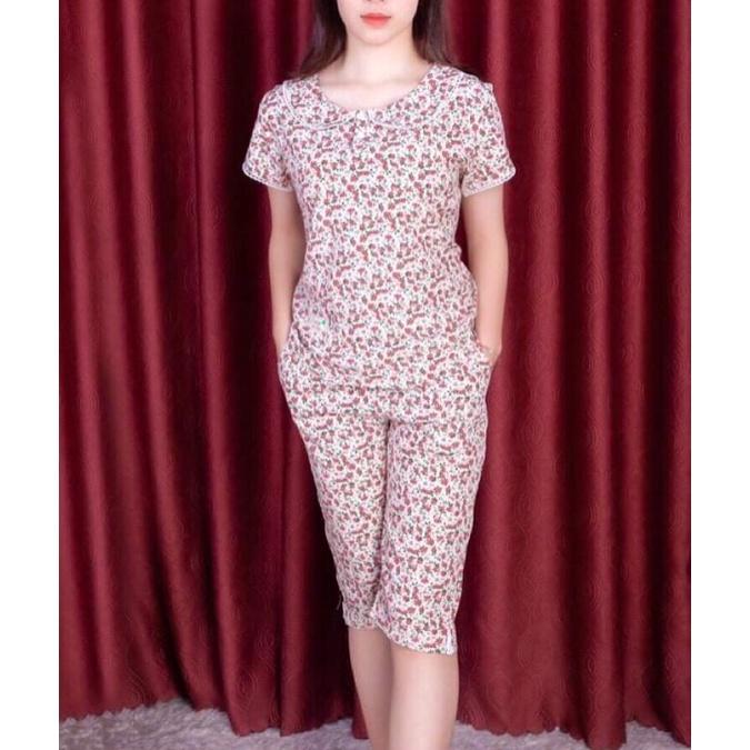 Bộ đồ lửng mùa hè, đồ mặc nhà nữ chất lụa nhật mềm mát không nhăn, đủ size từ 39-67kg