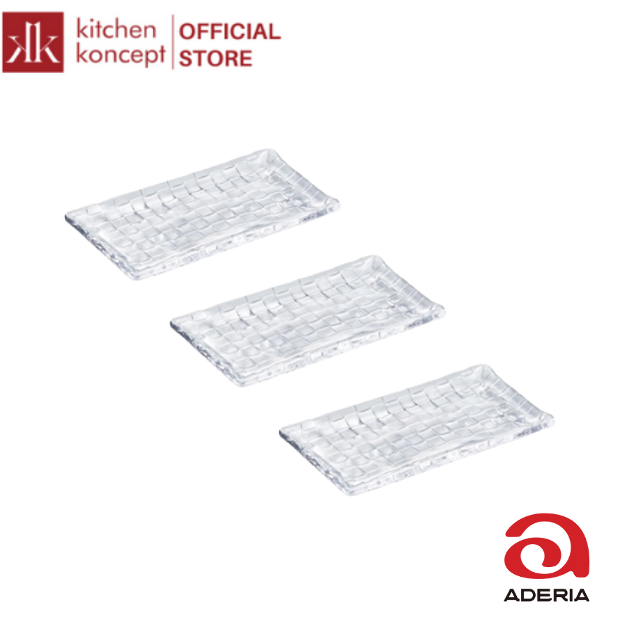 Aderia - Double F - Bộ đĩa thủy tinh hình chữ nhật - 18cm - 3 cái