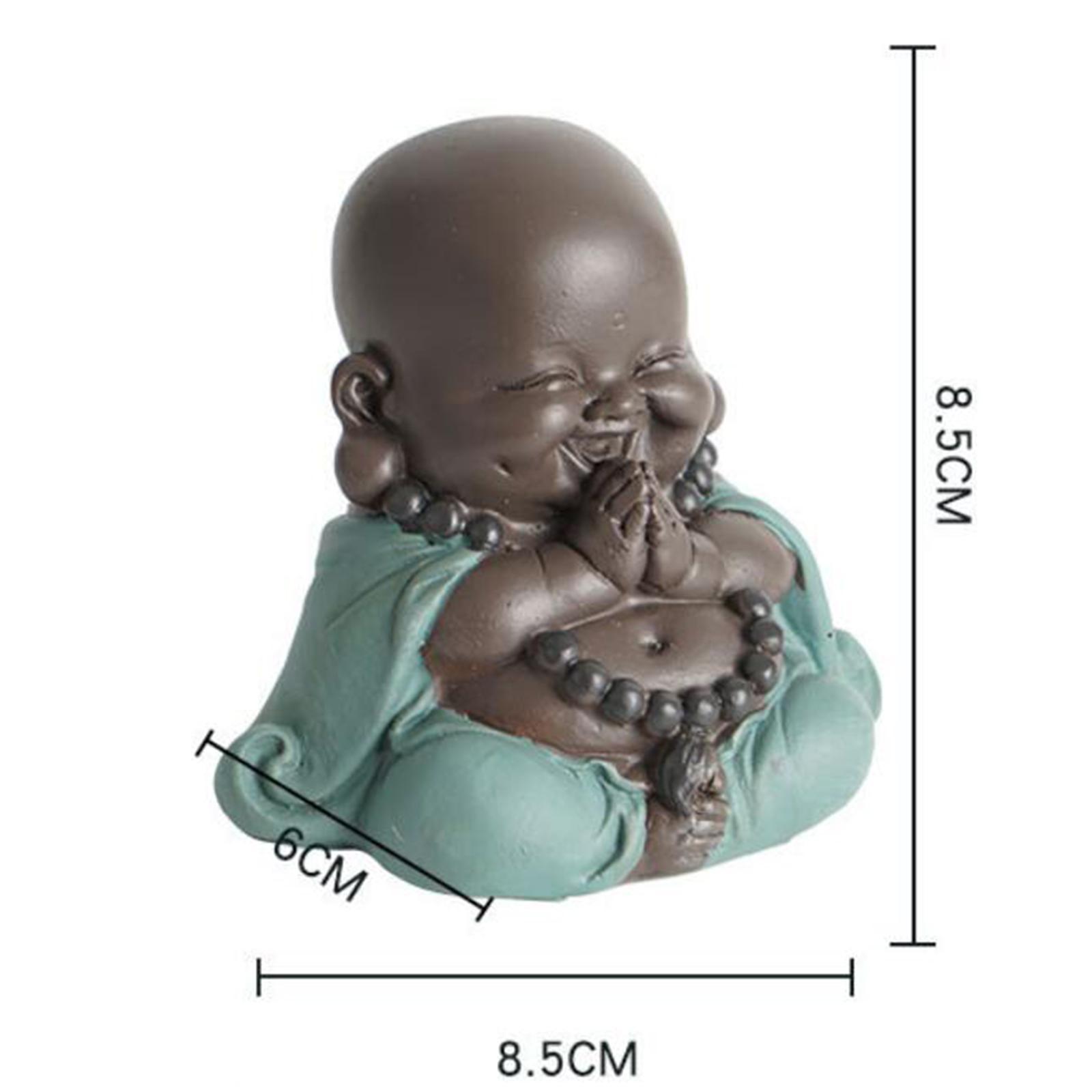 Cute Smiling Buddha Statue Handcrafts pet for Car Dashboard Shelf Decor