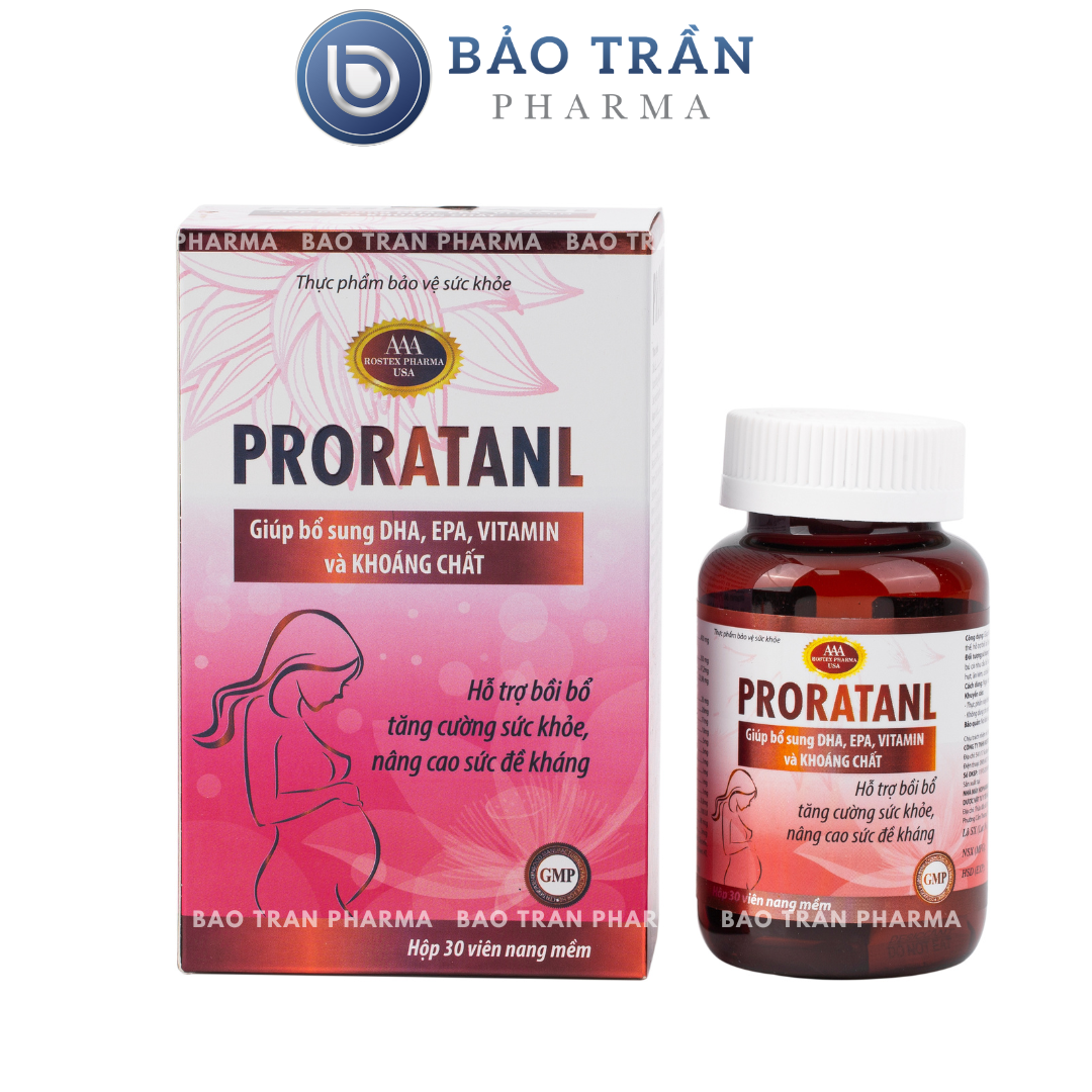 Viên uống Proratanl bổ sung DHA, EPA, Vitamin và khoáng chất hỗ trợ bồi bổ sữc khỏe cho phụ nữ mang thai - Hộp 30 viên