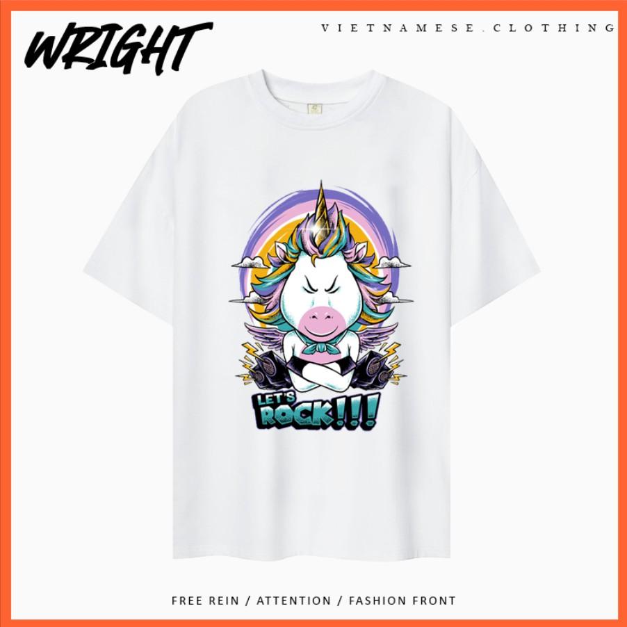 Áo Phông Tay Lỡ Unicorn Ngầu Lòi Với Nhạc Rock Dễ Thương Form Rộng Unisex 100% Cotton