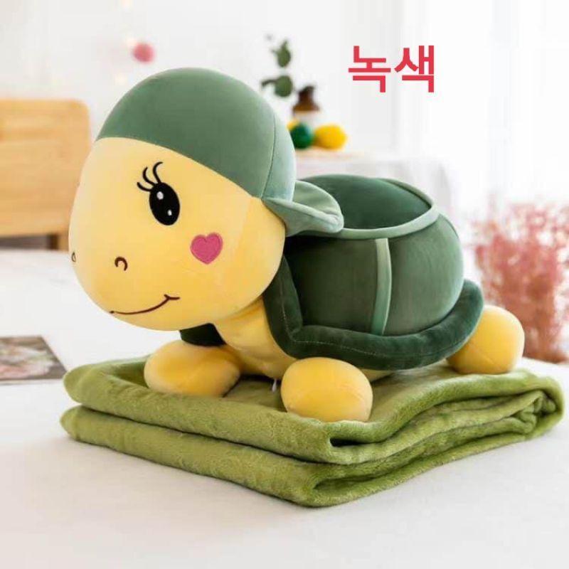 Gấu bông hình con rùa, có ruột là chân bông mềm mại, bộ mền gối 3 trong 1 siêu xinh
