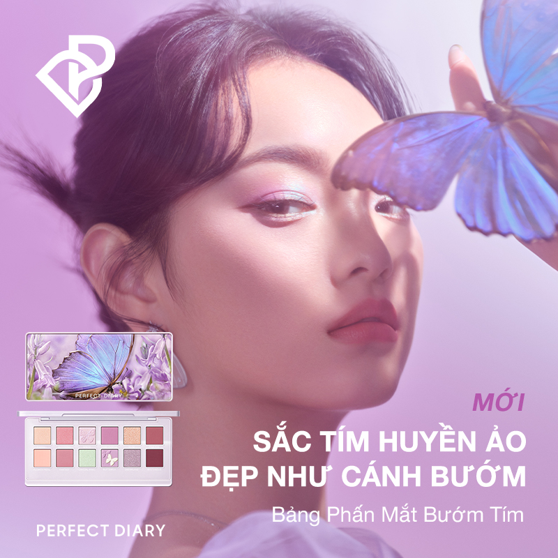 Bộ bảng phấn mắt Perfect Diary màu lên đẹp chống thấm nước có cọ với 12 sắc 28g