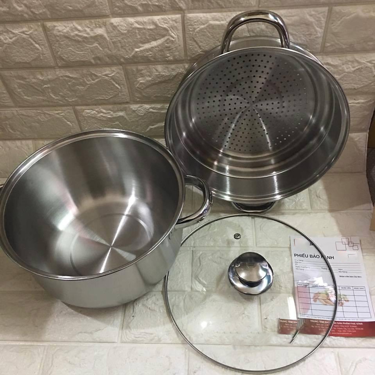 Sét nồi xửng hấp 3 đáy Fivestar từ 28 cm