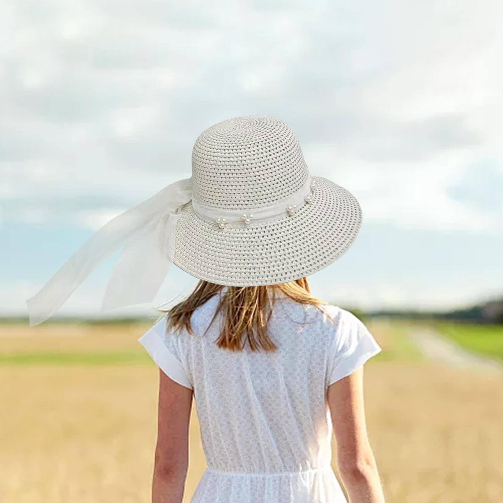 Women's Straw Hats Sun Hat Summer Beach Cap Wide Brim Visor Hats for Holiday