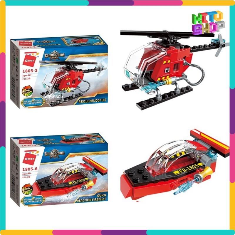 Đồ Chơi Xếp Hình Thông Minh Qman 1805 - Biệt Đội Xe Ô Tô Cứu Hỏa 313 Mảnh Ghép Cho Trẻ Từ 6 Tuổi