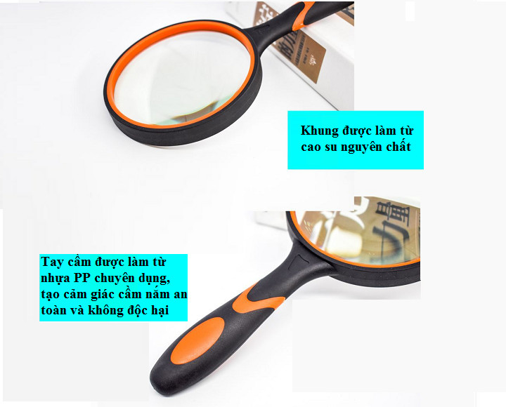 Kính lúp 100mm tay cầm chống trượt (Tặng kèm miếng thép 11in1)