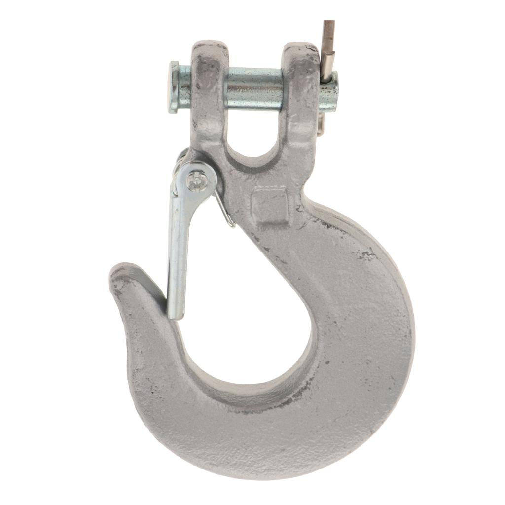 1/4 Inch Lifting Chain Hook 304 Stainless Steel Fork Head  Hook with Safety Lock for Upgrading The ATV Trailer for Towing Winch