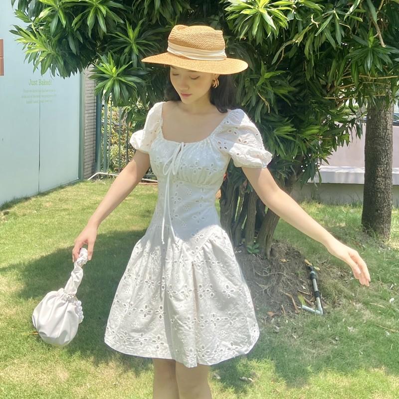 Đầm ngắn thắt nơ ngực dáng xoè - AUDREY STUDIO