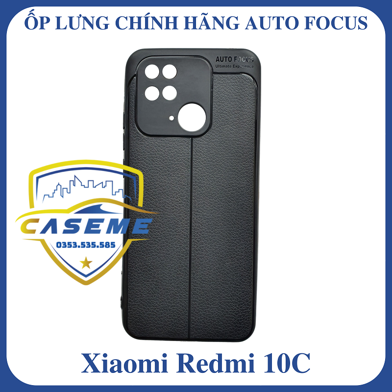 Ốp lưng cho Xiaomi Redmi 10C silicon giả da, chống sốc Auto Focus - Hàng Chính Hãng