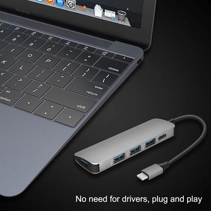 Hub-HBH-Bộ Chuyển Đổi Type-C Sang USB 3.0 HUB Ổ Cắm Dành Cho Macbook - Hàng Nhập Khẩu