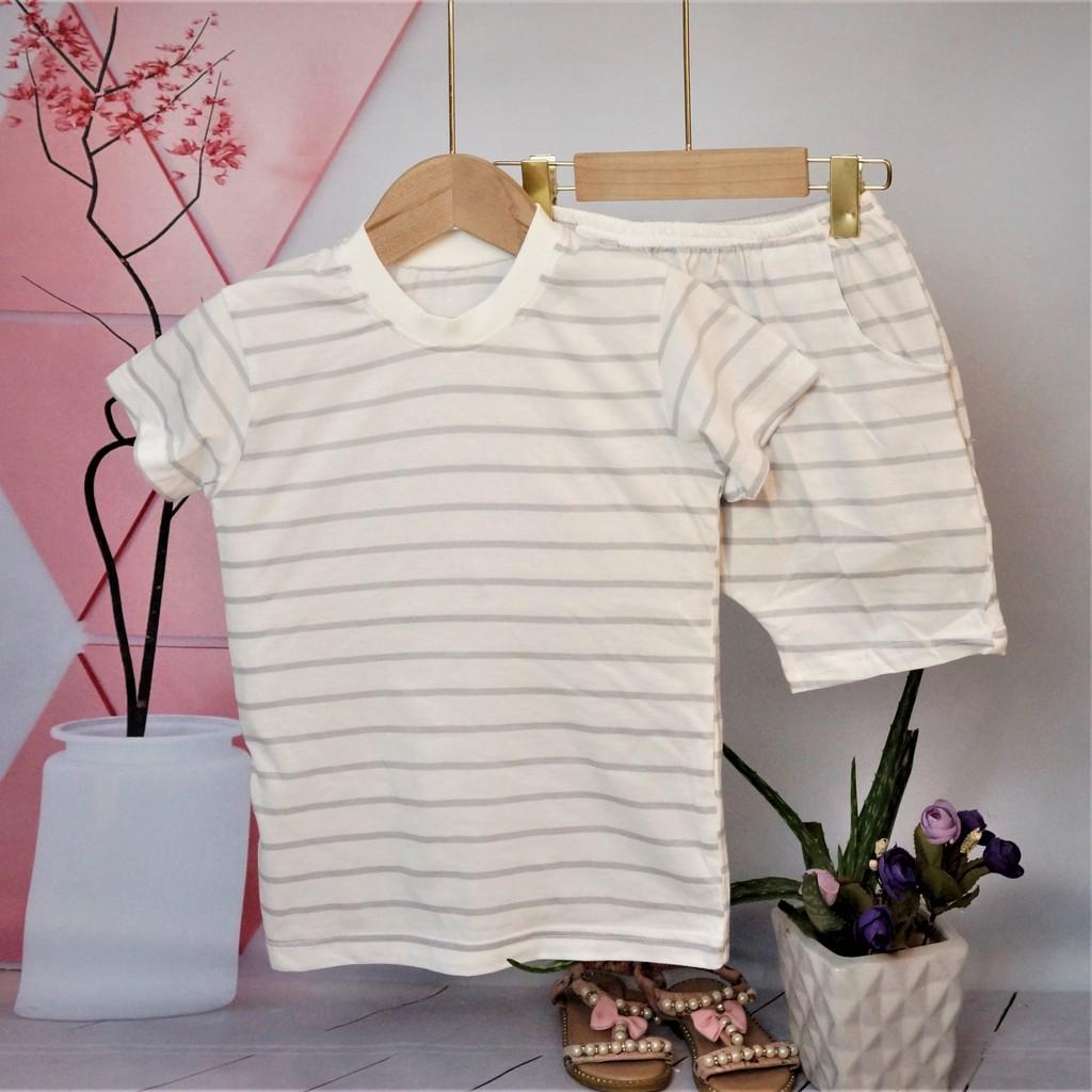 Bộ cộc tay bé trai bộ cộc tay cho bé gái  đẹp cotton mát lạnh kẻ sọc SOC1621