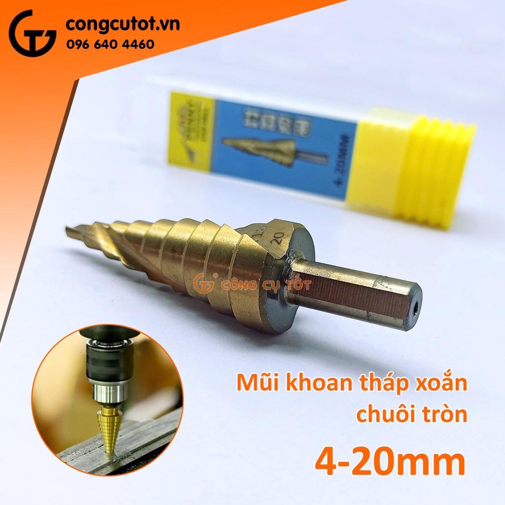 Mũi khoan tháp xoắn chuôi tròn 4-20mm