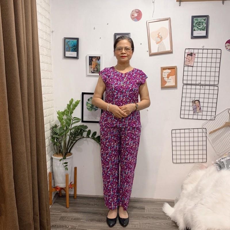 ️ Bộ Lanh Hoa Dài Trung Niên Việt Thắng️Bộ Mặc Nhà Tặng Mẹ